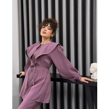 Cardella Liora Yazlık Tnsl Kumaş Fermuar Detaylı Gömlek Pantolon Takım – Modern Tesettür Uyumlu Alt Üst Takım