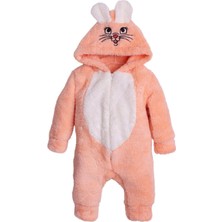 Chicsy Baby Kışlık Tatlı Peluş Pamuklu Tavşan Nakışlı Kapüşonlu Welsoft Tulum