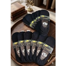 Warmen Bambu Görünmez Çorap (Babet), Kaymaz Silikon Destek, Dikişsiz 12'li Paket