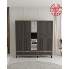 T&B NİL 5 KAPAKLI ÇEKMECELİ GARDIROP - TAMAMI MDF
