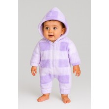 Chicsy Baby Kışlık Peluş Tulum Kız Bebek İçin Lila Renkli %100 Pamuk Rahat Fit
