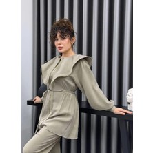 Cardella Liora Yazlık Tnsl Kumaş Fermuar Detaylı Gömlek Pantolon Takım – Modern Tesettür Uyumlu Alt Üst Takım