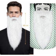 Calperia Beyaz Renk Lastikli Uzun Takma Sakal 40 cm - Lisinya