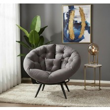 AVYNA Modern Berjer Tekli Koltuk | Dinlenme & Relax Koltuğu | Ergonomik Minderli Yapı - Füme