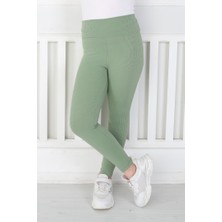 Libas Verda Dar Paça Birinci Kalite Fitilli Kumaş Yeşil Kız Çocuk Günlük Tayt