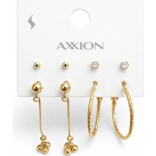 Zarif Tasarım Gold Halka & Sallantılı Küpe Kombin Set ( 4 Çift )