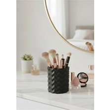 Kafs Store Geometrik Siyah Kalemlik & Makyaj Fırçalık | 8X10 cm Modern Organizer