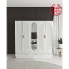 T&B Soho 5 Kapaklı Çekmeceli Bazalı Gardırop - Tamamı Mdf