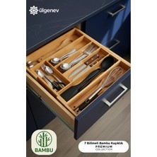 Ülgenev Bambu Ayarlanabilir Sürgülü Çekmece Içi Kaşıklık - 7 Bölmeli Fonksiyonel Mutfak ve Ev Organizeri