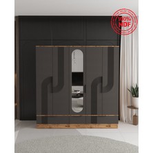 T&B Ekin 5 Kapaklı Çekmeceli Bazalı Gardırop - Tamamı Mdf