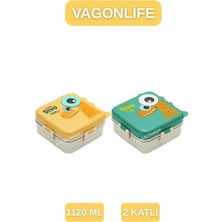 Vagonlife 1120 ml Lunchbox 3 Bölmeli Sızdırmaz Sos Kaseli