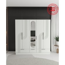 T&B Ekin 5 Kapaklı Çekmeceli Bazalı Gardırop - Tamamı Mdf