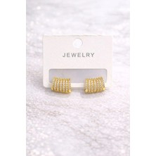 Gold Kaplama Çok Sıralı Zirkon Taşlı Küpe