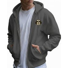 Muhtar Store Erkek Shih Tzu Baskılı Oversize Fermuarlı Hoodie