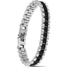Moncuk Design Siyah Beyaz Ful Çelik Bileklik 33511G1D5M