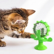 By Nevser® Vantuzlu Zilli Interaktif Dönebilen Mama Kaplı Renkli Eğlenceli Eğitici Kedi Oyuncağı