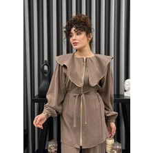 Cardella Liora Yazlık Tnsl Kumaş Fermuar Detaylı Gömlek Pantolon Takım – Modern Tesettür Uyumlu Alt Üst Takım