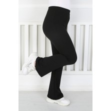 Libas Verda Ispanyol Paça Birinci Kalite Fitilli Kumaş Siyah Kız Çocuk Günlük Tayt