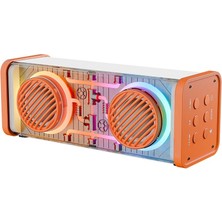 Timion Turuncu-Beyaz Kablosuz Hoparlör - Speaker Taşınabilir Mp3 Işıklı USB Şarjlı Bt - Aux - Tes 10 mt Menzil 1200MAH Pil - 10W (5148)
