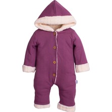 Chicsy Baby Kışlık Tatlı Peluş Pamuklu Düğmeli Kapüşonlu Bebek Çocuk Welsoft Tulum