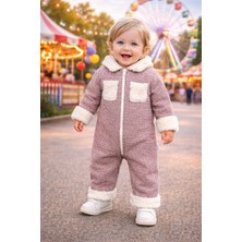 Chicsy Baby Kışlık Tatlı Bebek Welsoft Astronot Tulum Fermuarlı Peluş Yaka ve Cepli, Yumuşak Kışlık
