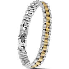 Moncuk Design Sarı Beyaz Ful Çelik Bileklik 33511G1D2M