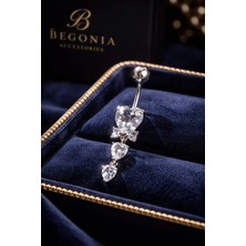 Begonia Accessories 316L Cerrahi Çelik Göbek Piercing Zirkon Taşlı – 2026 Fashion Premium Seri Belly Button Piercing – Kararma Yapmaz, Alerji Karşıtı, Paslanmaz Çelik Göbek Küpesi – Kadın Trend Takı - GP22
