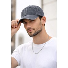 Modazon Vintage Kot Eskitme Şapka Füme Siyah %100 Kot