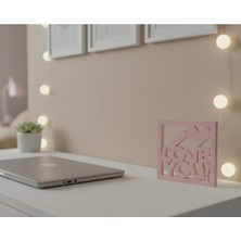 Kafs Store Dekoratif I Love You Yazı Biblosu | Hediyelik | Kitaplık-Masa Dekoru (13X13X2,5 Cm)