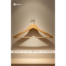 Ülgenev 6 Adet Premium Vernikli Ahşap Bambu Askı – Cilalı Bambu Ahşap Elbise ve Pantolon Düzenleyici Askı