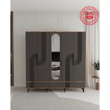 T&B Ekin 5 Kapaklı Çekmeceli Gardırop - Tamamı Mdf