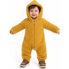 Chicsy Baby Kışlık Tatlı Unisex Kapüşonlu Peluş Fermuarlı Bebek Tulum