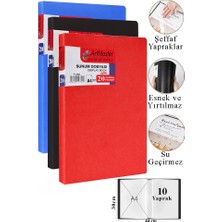 Artlantis Siyah Mavi Kırmızı Sunum Dosyası 20 Li 3 Adet Poşet Dosyalı Katalog Dosyası 20 Poşetli Kendinden Dosya Plastik Kapaklı