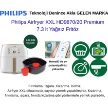 Philips Nutriu Uygulamasında 500'DEN Fazla Özel Tarif Airfryer Xxl HD9870/20 Premium 7.3 Lt Yağsız Fritöz+ Hassas Mutfak Tartısı Hediye