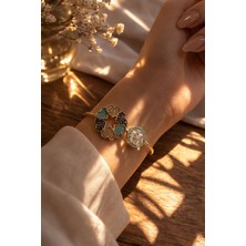 Kalite Aurora Koleksiyonu Turkuaz Taşlı Minimal Kadın Bileklik