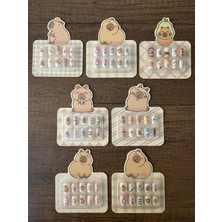 Gülümse Gel Çocuk Takma Tırnak 1 Paket Capybara Kapibara Kız Çocuk Takma Tırnak Yapışkanlı