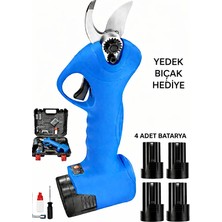 Optivex 4 Bataryalı Şarjlı Dal Budama Bağ Makası Yedek Çelik Bıçaklı Ağaç Bahçe Budama