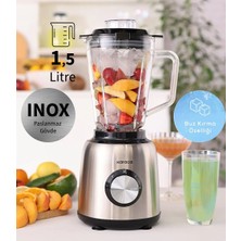 Karaca 6 Paslanmaz Çelik Bıçak 1,5 Lt Geniş Cam Haznesi 1000W Kompakt Tasarım Buz Kırıcı Inox Bıçaklı Kişisel Smoothie Blender