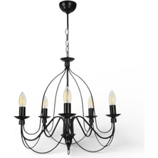 Elizim Home Lighting Santana 5'li Siyah Avize