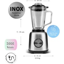 Karaca Pulse Özelliği ve 2 Kademeli Hız Ayarı 1000W Kompakt Tasarım Buz Kırıcı 6 Paslanmaz Çelik Bıçak Smoothie Blender