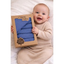 Chicsy Baby Organik %100 Pamuklu Bebek Ağız Mendili Mavi 6’lı Kutulu Hediye Set