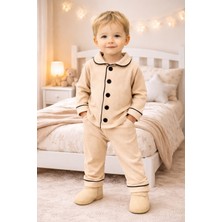 Chicsy Baby Bebek Düğmeli Pijama Takımı Yumuşak Kumaş Uzun Kollu Rahat Kesim Erkek Bebek Uyku Takımı