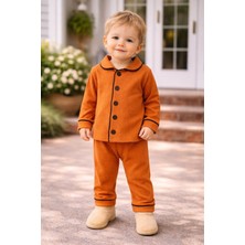 Chicsy Baby Bebek Düğmeli Pijama Takımı Yumuşak Kumaş Uzun Kollu Rahat Kesim Erkek Bebek Uyku Takımı