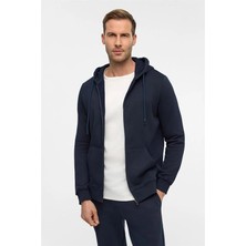 Süvari Lacivert Regular Düz Bisiklet Yaka Sweatshirt