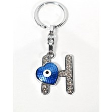 Moncuk Design Taşlı “h” Harfi Nazar Detaylı Anahtarlık – Kişisel Anlam ve Işıltılı Şıklık