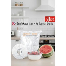 Creatividad Solutions 50'li Tabak Bonesi - 40 cm Esnek Streç Kapak Seti, Gıda Bonesi Koruma Için 722222