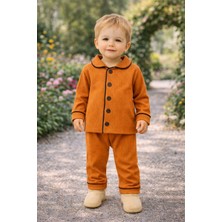 Chicsy Baby Bebek Düğmeli Pijama Takımı Yumuşak Kumaş Uzun Kollu Rahat Kesim Erkek Bebek Uyku Takımı