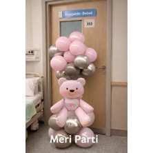 Meri Parti Mavi Ayıcık Balon Seti – Hastane Kapısı Balon Süsleme Hoşgeldin Bebek Oda Süsleme