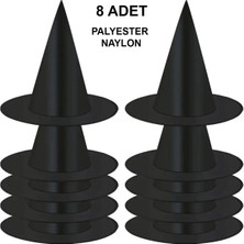 My Best Store 8 Adet Siyah Cadı Şapkası – Yetişkin &amp;amp;amp; Çocuk Kostüm Aksesuarı (4887) Mybeststor