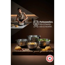 Creatividad Solutions Chiara Serisi 4’lü Paslanmaz Çelik Iç Içe Geçebilir Profesyonel Karıştırma Kasesi Seti 722898